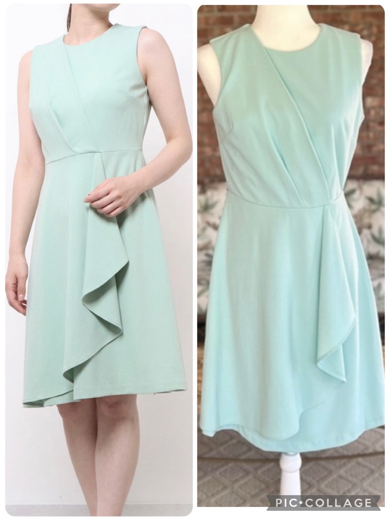 Calvin Klein Dress Mint Green Cascading Ruffle Sleeveless 4 Quiet Luxury